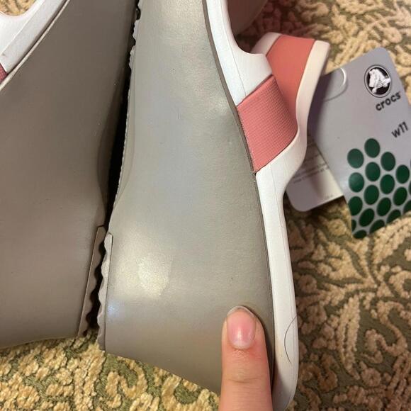 NEW Crocs 3 Inch Healed Sandals Womens Size 11 Mauve White - Picture 6 of 9